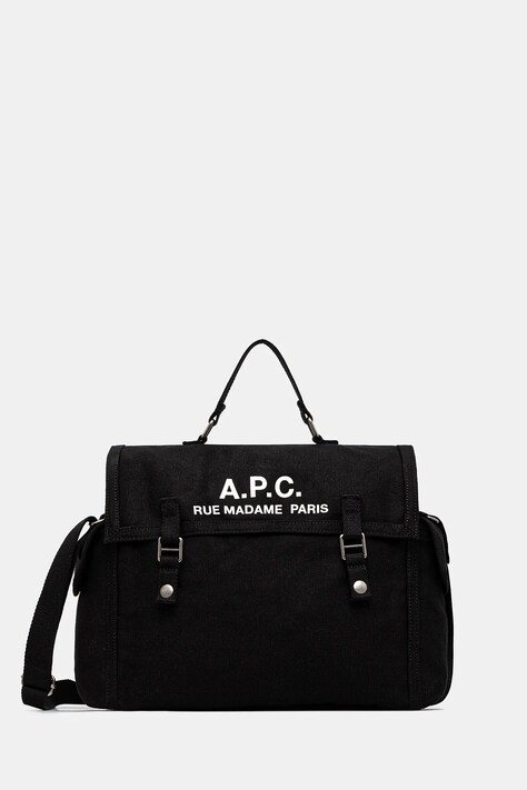 A.P.C. torba bawełniana Besace Recuperation kolor czarny CODBM.H61930