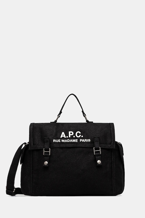 A.P.C. torba bawełniana Besace Recuperation kolor czarny CODBM.H61930