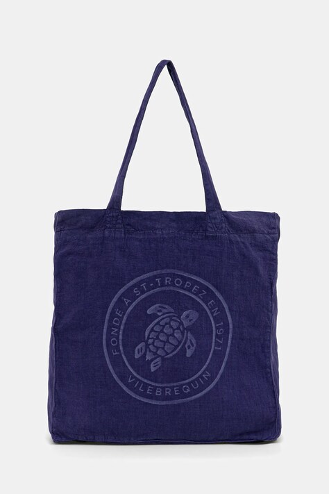Vilebrequin borsa di lino BABEL colore blu navy BBLU3104