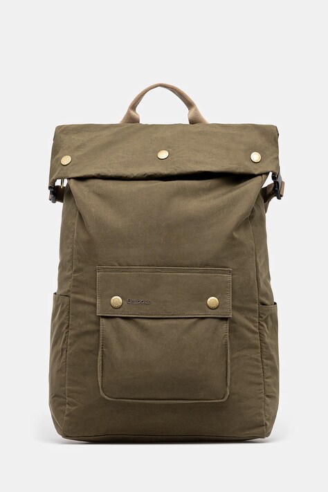 Barbour rucsac din bumbac Barbour Transport Foldover Backpack Bag culoarea verde, mic, uni, UBA0746