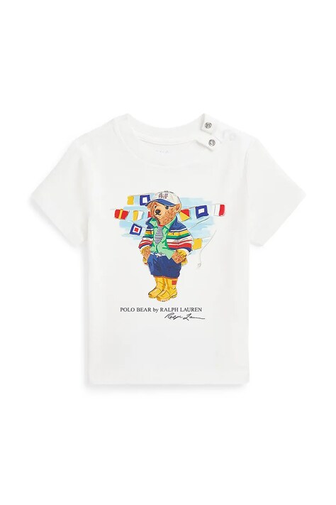 Polo Ralph Lauren tricou de bumbac pentru copii culoarea alb, cu imprimeu, 320958332001