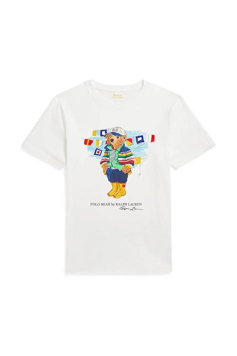 Otroška bombažna kratka majica Polo Ralph Lauren bela barva, 323958332001