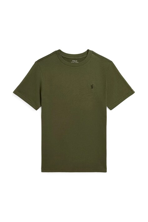 Дитяча бавовняна футболка Polo Ralph Lauren колір зелений однотонна 323832904170