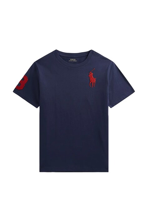 Polo Ralph Lauren tricou de bumbac pentru copii culoarea albastru marin, cu imprimeu, 323832907039