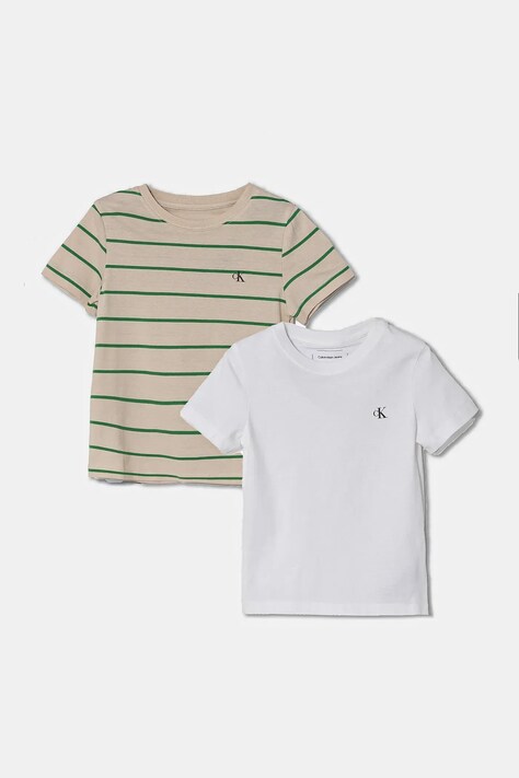 Βαμβακερό μπλουζάκι Calvin Klein Jeans 2-pack χρώμα: μπεζ, IB0IB02364