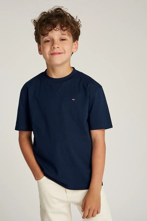 Tommy Hilfiger tricou de bumbac pentru copii culoarea albastru marin, neted, KB0KB09601