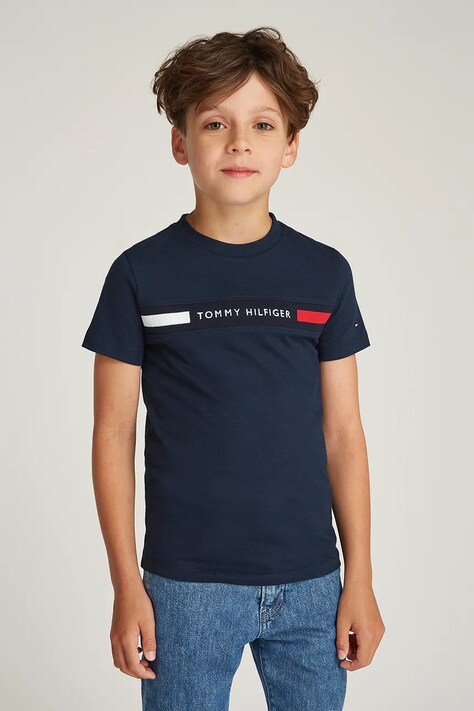 Tommy Hilfiger gyerek pamut póló sötétkék, nyomott mintás, KB0KB09351