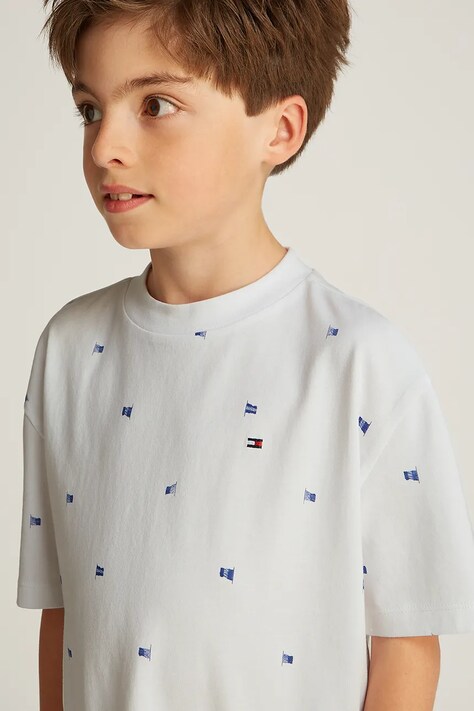 Tommy Hilfiger tricou de bumbac pentru copii culoarea alb, modelator, KB0KB09353