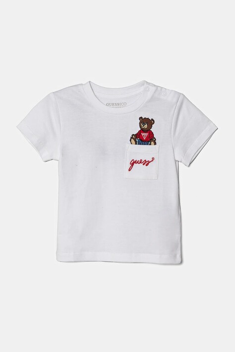 Μωρό βαμβακερό μπλουζάκι Guess χρώμα: άσπρο, I5RI03 I3Z14
