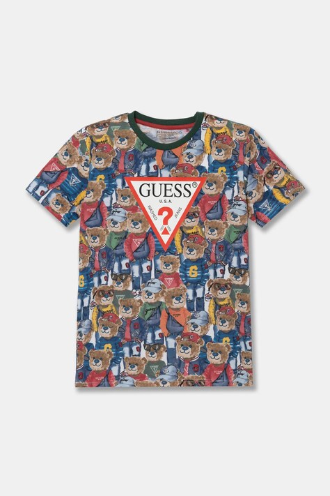Guess tricou de bumbac pentru copii culoarea verde, modelator, L5RI05 K8HM4