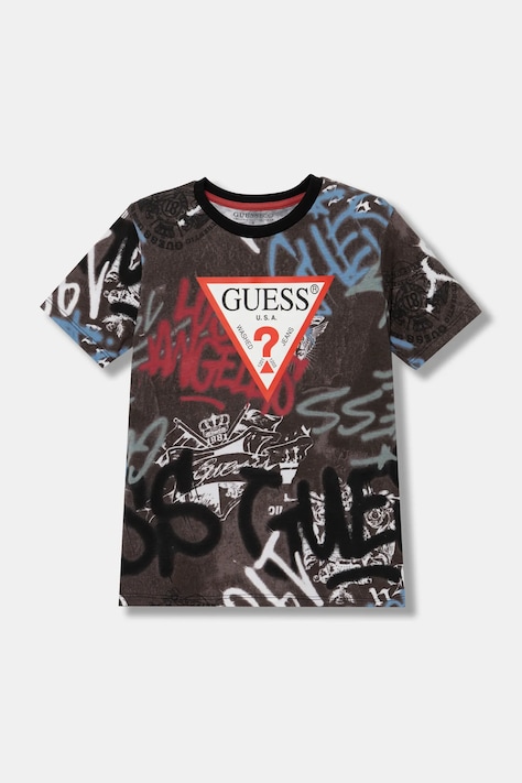 Παιδικό βαμβακερό μπλουζάκι Guess χρώμα: μπλε, L5RI05 K8HM4
