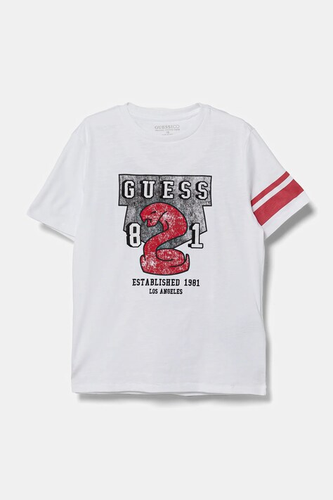 Guess tricou de bumbac pentru copii culoarea alb, cu imprimeu, L5RI06 K6XN4