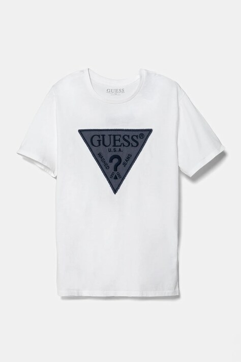 Dětské bavlněné tričko Guess bílá barva, s aplikací, L5RI14 K8HM4
