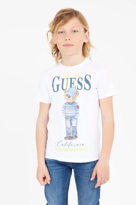 Dětské bavlněné tričko Guess bílá barva, s potiskem, L5RI17 K8HM4