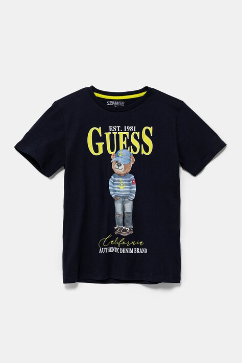 Dětské bavlněné tričko Guess tmavomodrá barva, s potiskem, L5RI17 K8HM4