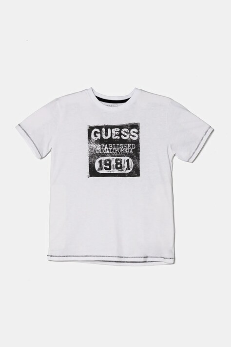 Детская хлопковая футболка Guess цвет белый L5RI22 K8HM4