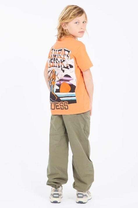 Guess tricou de bumbac pentru copii culoarea portocaliu, cu imprimeu, L5RI30 K8HM4