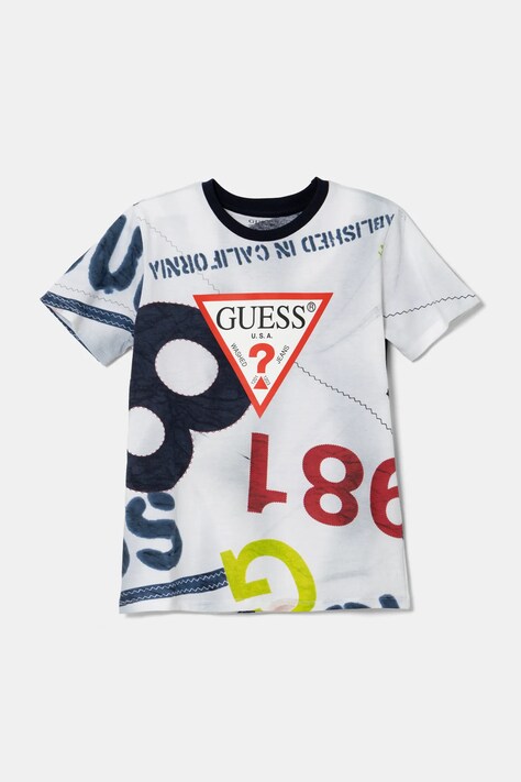 Guess tricou de bumbac pentru copii culoarea albastru marin, modelator, N5RI14 K8HM4
