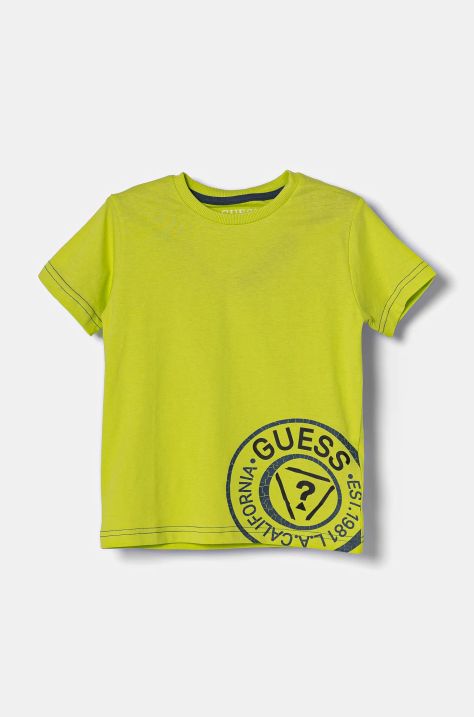 Guess tricou de bumbac pentru copii culoarea verde, cu imprimeu, N5RI15 K8HM4