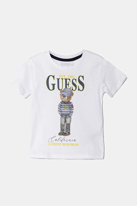 Guess tricou de bumbac pentru copii culoarea alb, cu imprimeu, N5RI20 K8HM4
