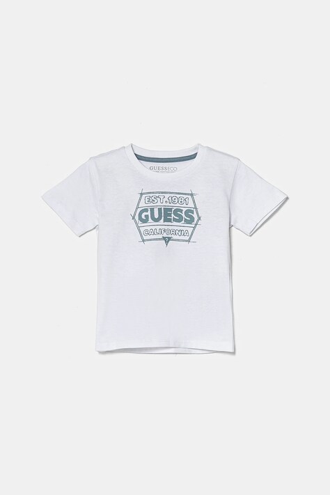 Dětské bavlněné tričko Guess bílá barva, s potiskem, N5RI25 K8HM4