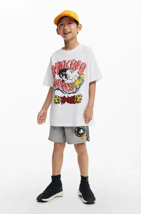 Desigual tricou de bumbac pentru copii x Disney culoarea alb, cu imprimeu, 25SBTK14