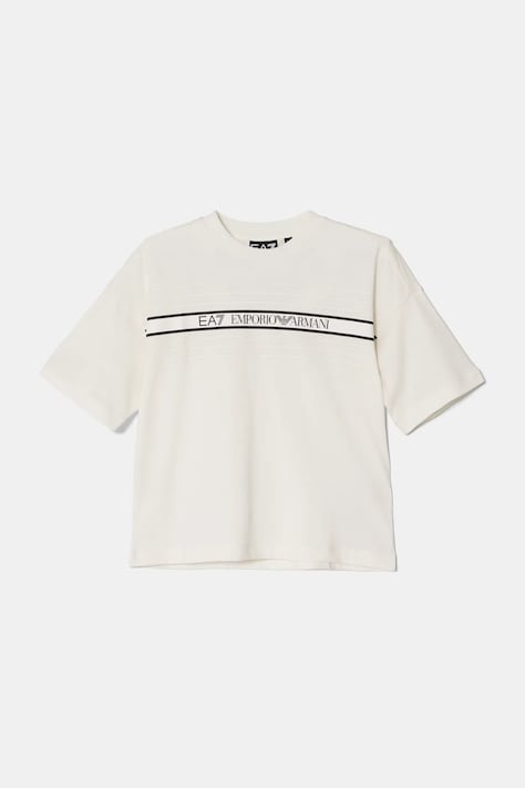 EA7 Emporio Armani t-shirt bawełniany dziecięcy kolor beżowy z nadrukiem 7B000069 AF10378