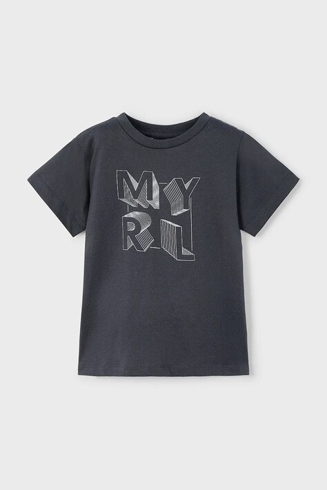 Mayoral t-shirt bawełniany dziecięcy kolor czarny z nadrukiem 170