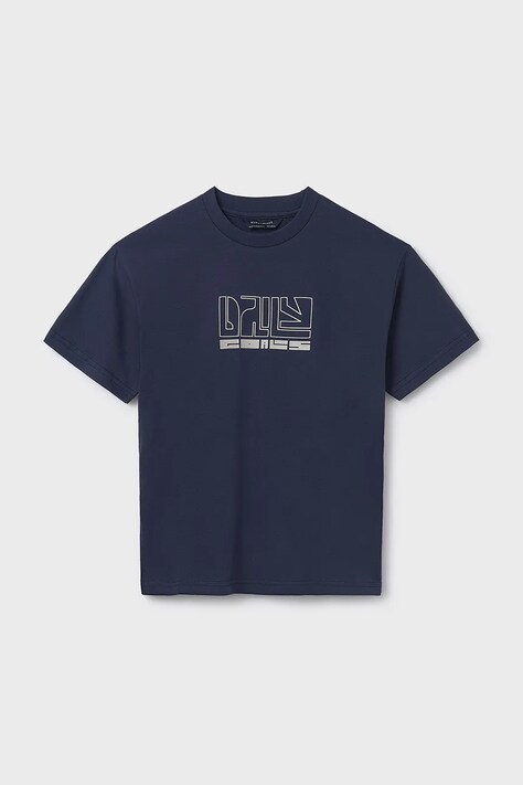 Mayoral t-shirt bawełniany dziecięcy kolor granatowy z nadrukiem 840