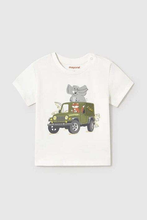 Mayoral tricou de bumbac pentru copii culoarea bej, cu imprimeu, 1053