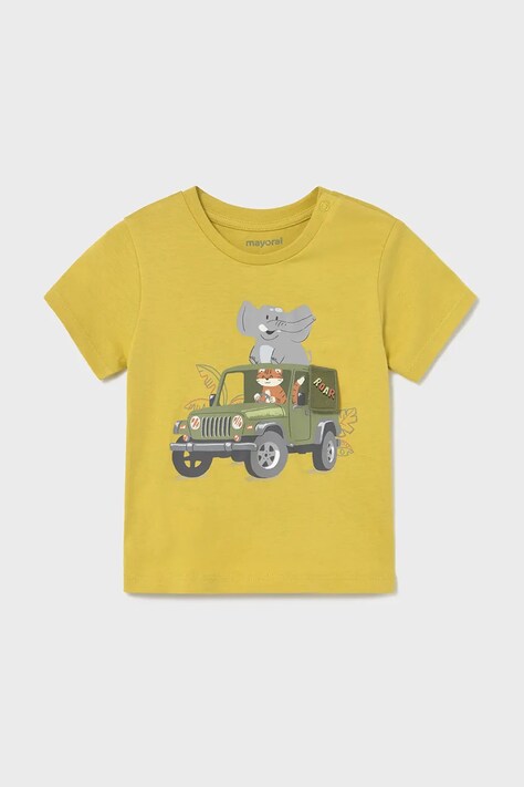 Mayoral tricou de bumbac pentru copii culoarea galben, cu imprimeu, 1053