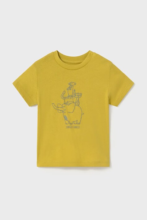Mayoral tricou de bumbac pentru copii culoarea galben, cu imprimeu, 1054