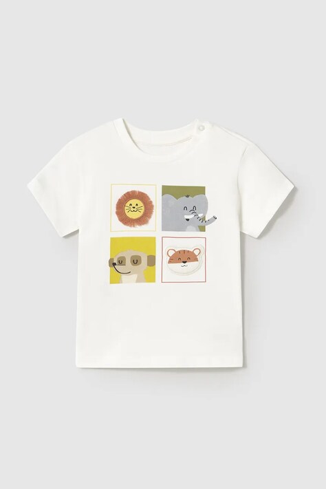 Mayoral t-shirt bawełniany dziecięcy kolor biały z nadrukiem 1056