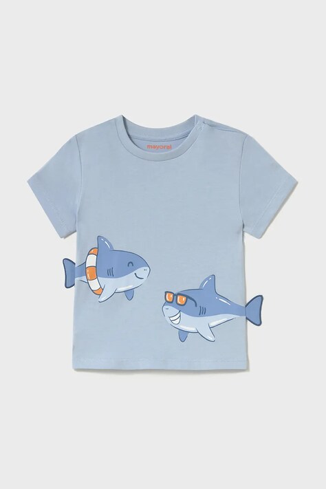 Mayoral t-shirt bawełniany dziecięcy kolor niebieski z nadrukiem 1061