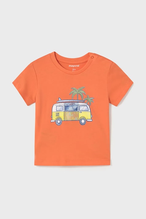 Mayoral tricou de bumbac pentru copii culoarea portocaliu, cu imprimeu, 1063