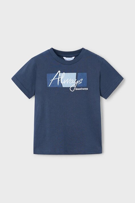 Mayoral t-shirt bawełniany dziecięcy kolor granatowy z nadrukiem 3025
