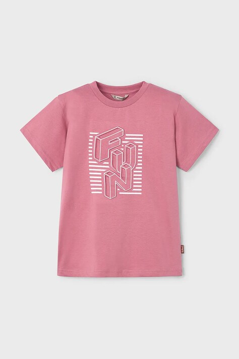Mayoral t-shirt bawełniany dziecięcy kolor różowy z nadrukiem 3027