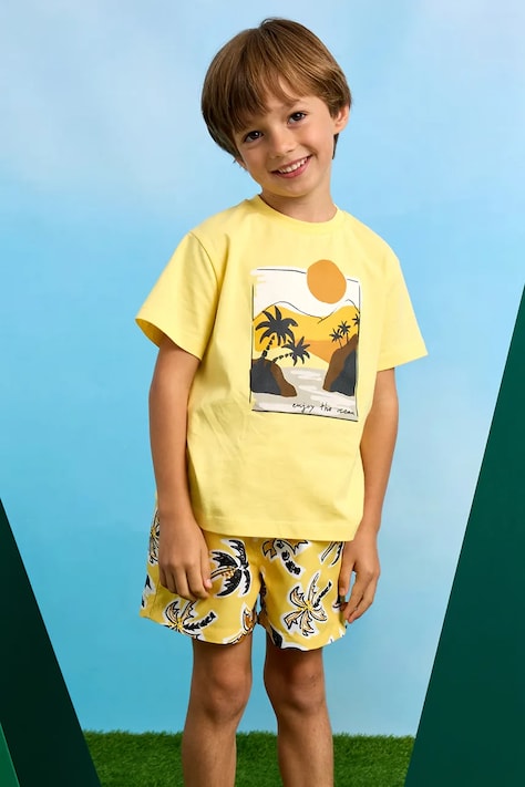 Mayoral tricou de bumbac pentru copii culoarea galben, cu imprimeu, 3034