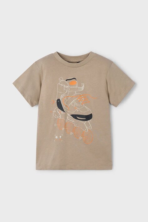 Mayoral t-shirt bawełniany dziecięcy kolor zielony z nadrukiem 3037