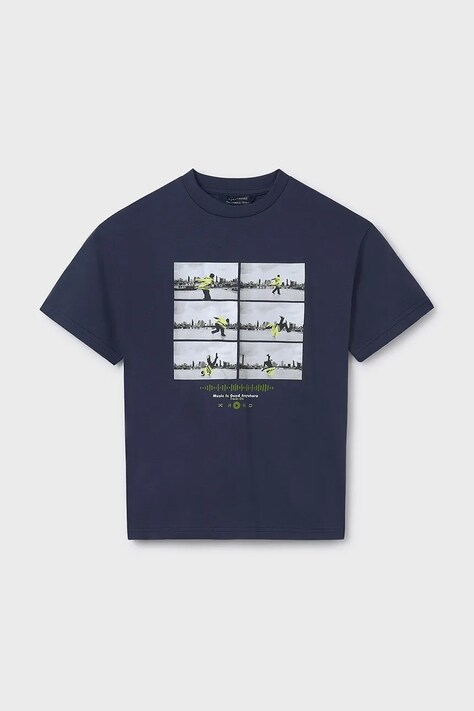 Dětské bavlněné tričko Mayoral tmavomodrá barva, s potiskem, 6017