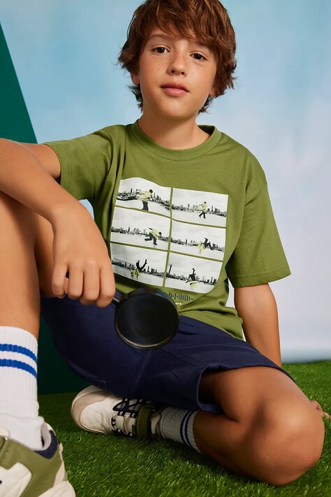 Mayoral tricou de bumbac pentru copii culoarea verde, cu imprimeu, 6017