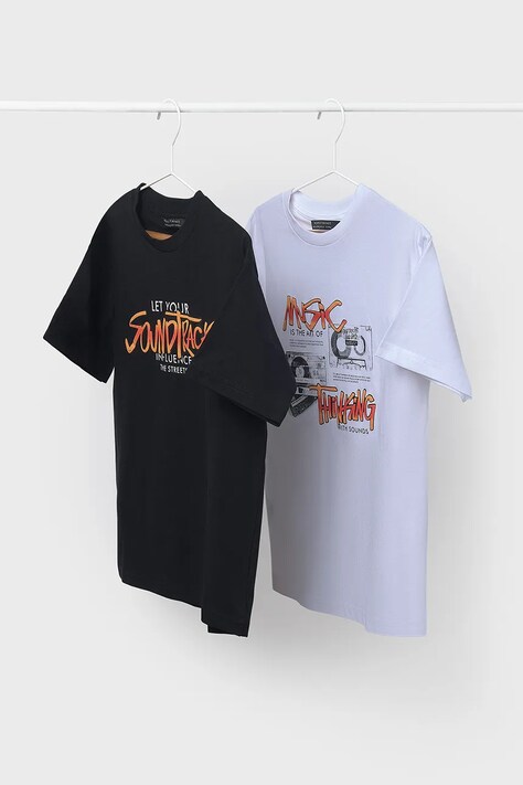 Παιδικό βαμβακερό μπλουζάκι Mayoral 2-pack χρώμα: μαύρο, 6018