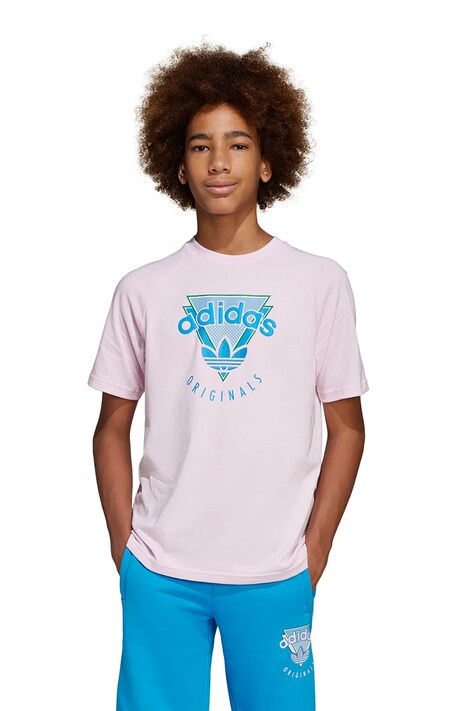 adidas Originals tricou de bumbac pentru copii culoarea roz, cu imprimeu, JC5862