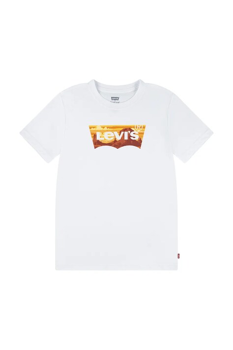 Dětské tričko Levi's GOLDEN GLOW BATWING TEE bílá barva, s potiskem, 8EM295