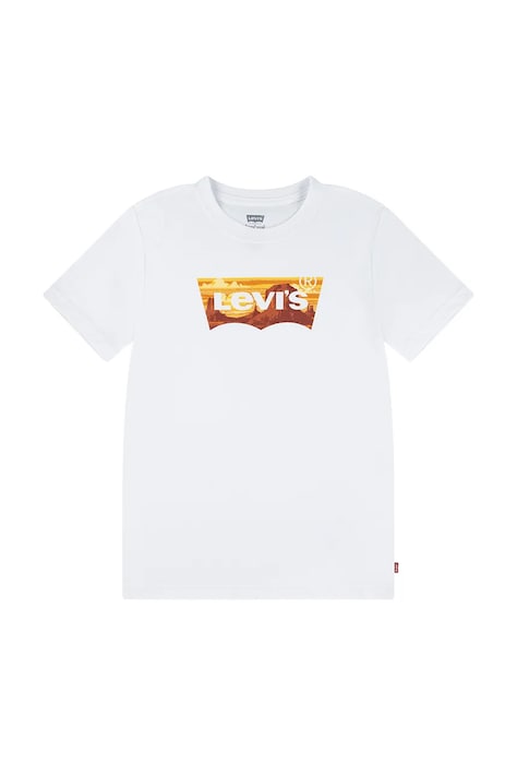 Dětské tričko Levi's GOLDEN GLOW BATWING TEE bílá barva, s potiskem, 8EM295