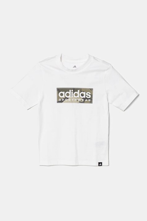 Детская хлопковая футболка adidas цвет белый с принтом JX6871