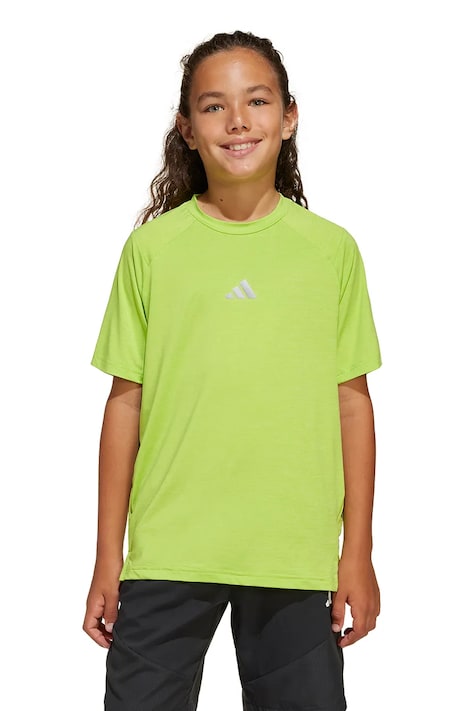 Detské tričko adidas zelená farba, s potlačou, JD0130