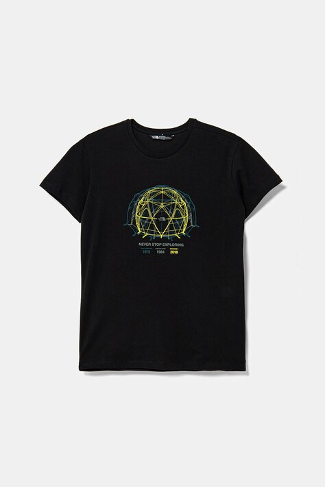 The North Face gyerek pamut póló GRAPHIC RELAXED S/S TEE fekete, nyomott mintás, NF0A8AXGJK31