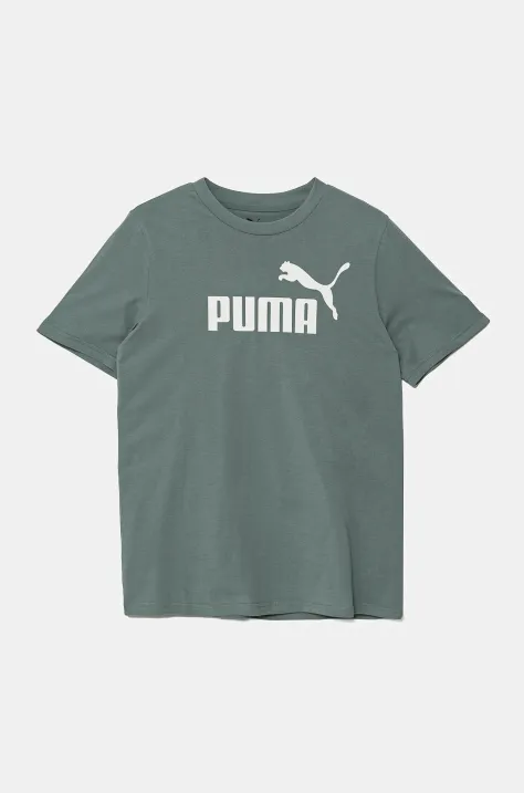 Otroška bombažna kratka majica Puma ESS No. 1 Logo Tee zelena barva, 684906