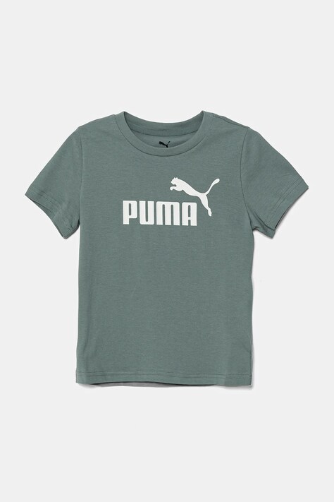 Otroška bombažna kratka majica Puma ESS No. 1 Logo Tee zelena barva, 684930